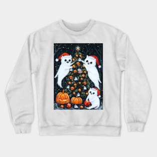 Decorating the Halloween Christmas Tree Crewneck Sweatshirt